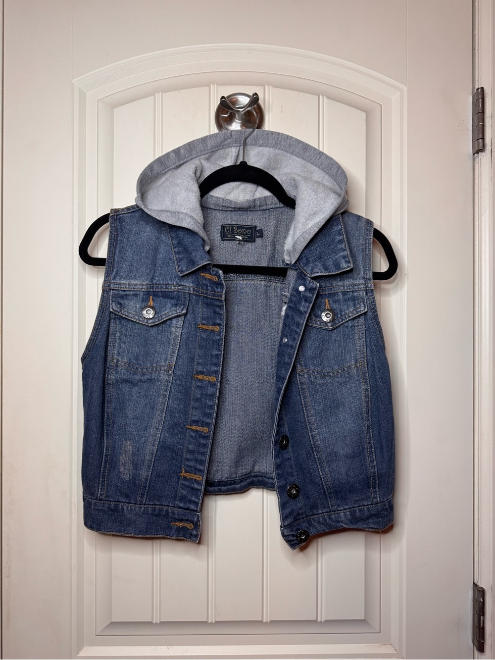 Ci Sono Blue Denim Jacket with Gray Hood